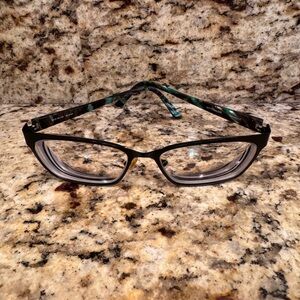 Wittnauer Mackenzie Eyeglasses Frame Womens Black Teal Metal Full Rim 54-16-135